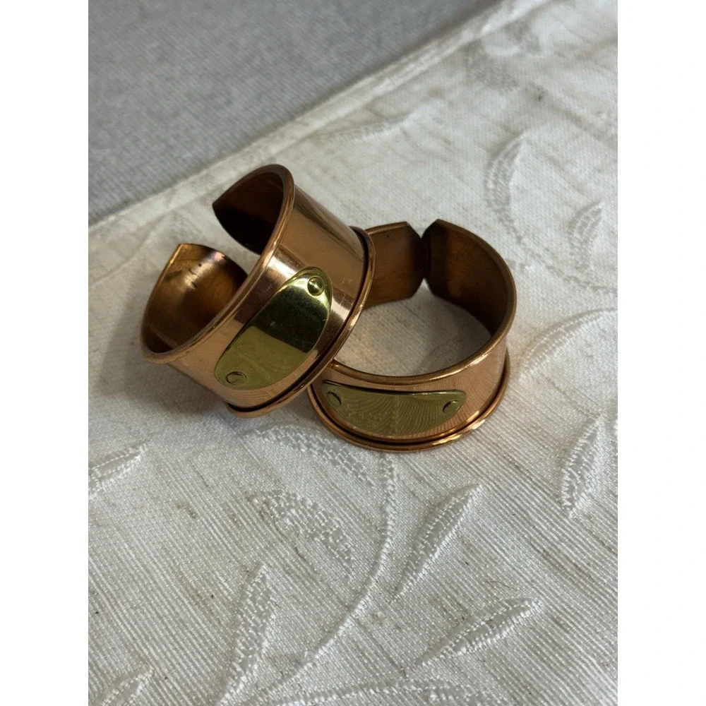 2‎ Vintage Copper Napkin Rings, Napkins Holders Blank Monogram